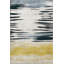 Tapis décoratif moderne jaune-bleu à rayures et vagues-2041459962