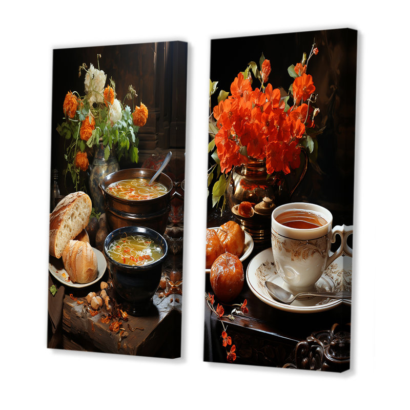 Bouillon délicat French Soup - ensemble de 2 décorations murales de soupe, Toile tendue, H 32 po x l 33 po