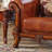 European-style Living Room Carved Sofa. 84.6'' Leather Sofa