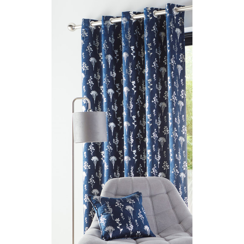 Bracken Room Darkening Curtain Pair, Navy, 117 W x 229 D cm
