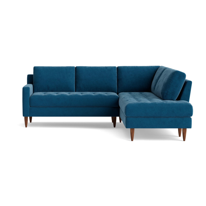 MCM Sectional With Bumper (95" X 95"), Right Hand Facing, Performance Velvet - Denim