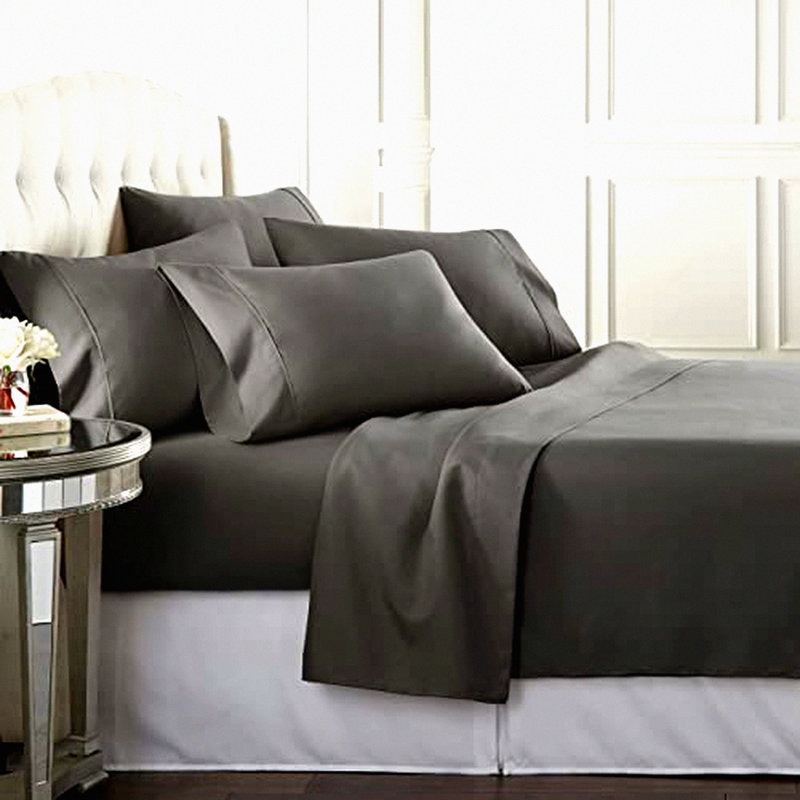 BreathableSoft Queen Sheet Set - 6 Piece Deep Pocket Bedding Bundle with 4 Pillowcases, Wrinkle Free & Machine Washable - Gray, Queen Size - 6 pc