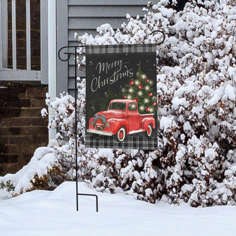 Drapeau de jardin classique, Rouge / noir de Noël