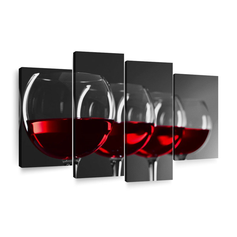 " Red Wine Row " by L. C. Sutton Creations 4 - Pieces, 48" H x 75" W x 1.25" D