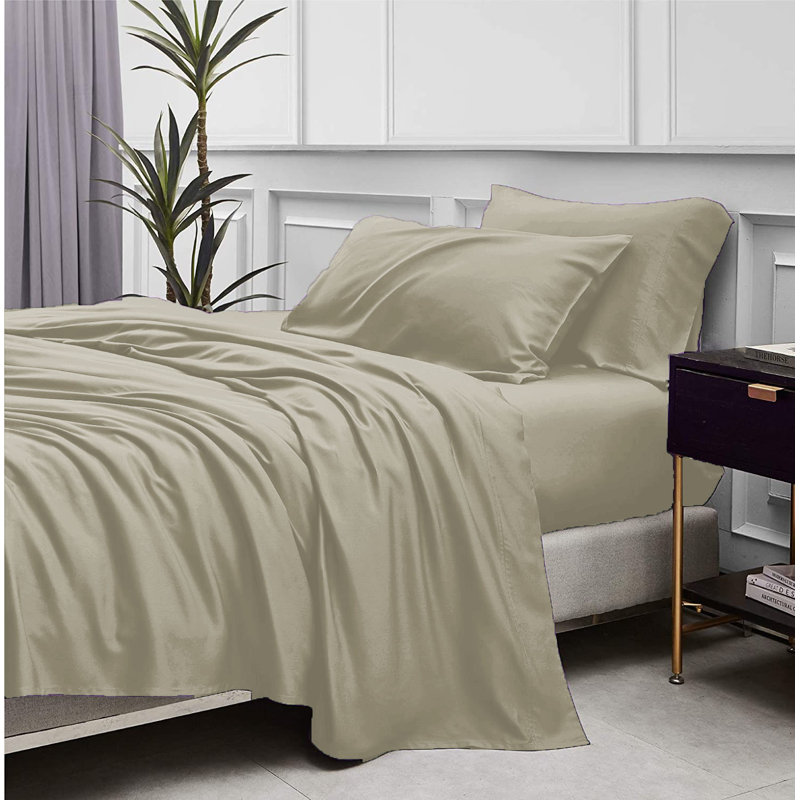 Microfiber Sheet Set, Queen Sheet Set with 2 Pillowcases, Cream