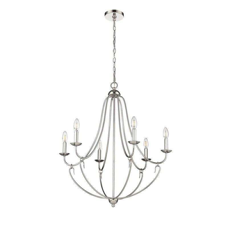 Eisley 6 - Light 28.5" Wide Chandelier, Polished Nickel