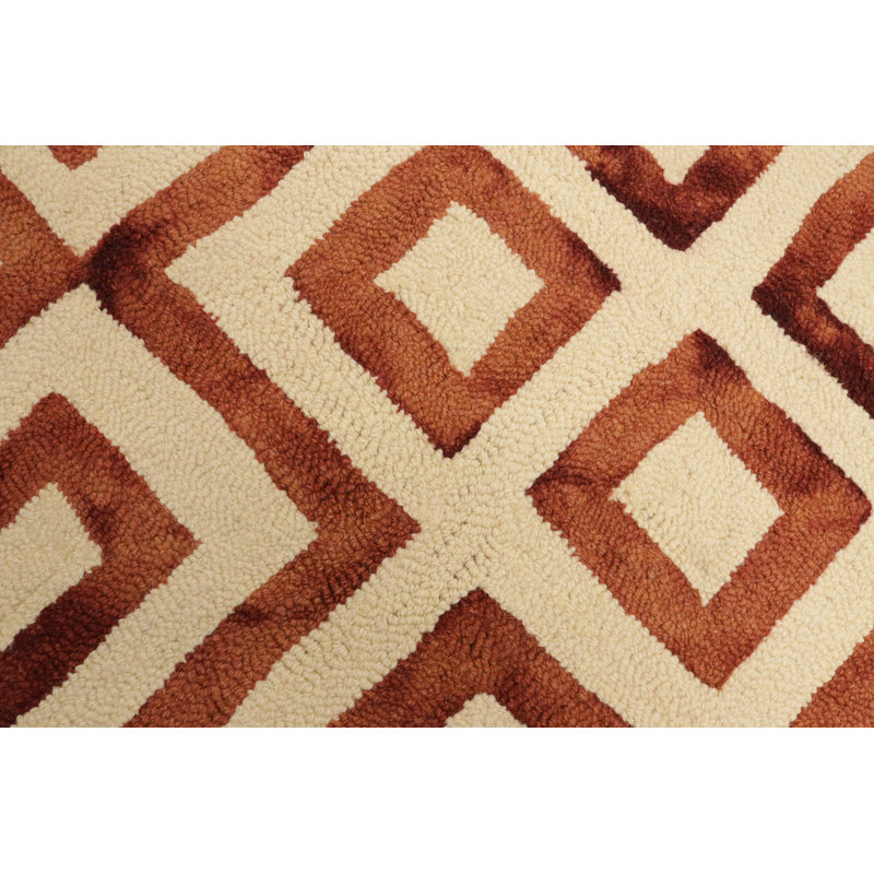 Rust Brown Geometric 5x8 Hand-tufted Modern Rug