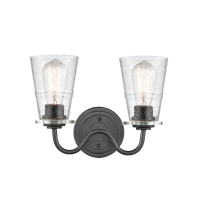 Allexa - 2 Light - 14 inch - Matte Black - Seedy Shade - Bath Vanity Light