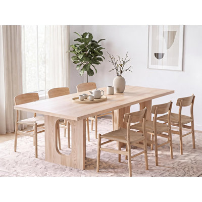 T-Shaped Modern Farmhouse Dining Table for 6-8 – 71-Inch Rectangular Kitchen Table in Aged Natural Wood Finish, 1.8m Large Dining Room Table