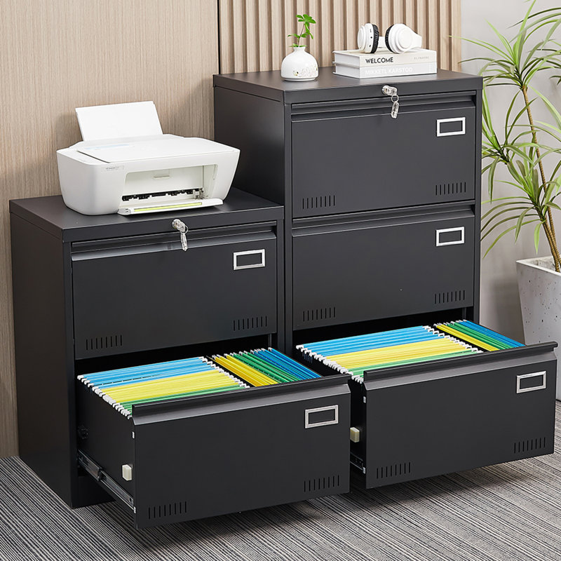 2 Drawer Metal Lateral File Cabinet With Lock,Office Vertical Files Cabinet For Home Office/Legal/Letter/A4,Locking Metal File Cabinet,Assembly Required