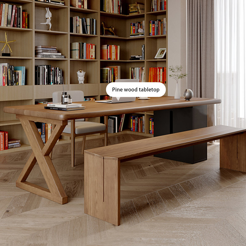 Bureau noyer + bois massif rectangulaire noir + fer, H 29,53 po x l 70,87 po x P 31,5 po