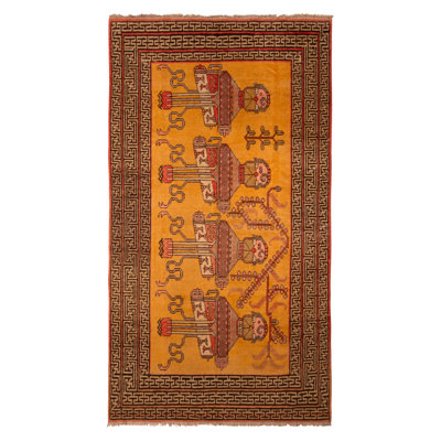 One-of-a-Kind 4'7" X 8'4" 1950s Wool Area Rug in Gold