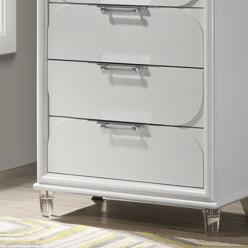 Commode contemporaine blanc perle glamour