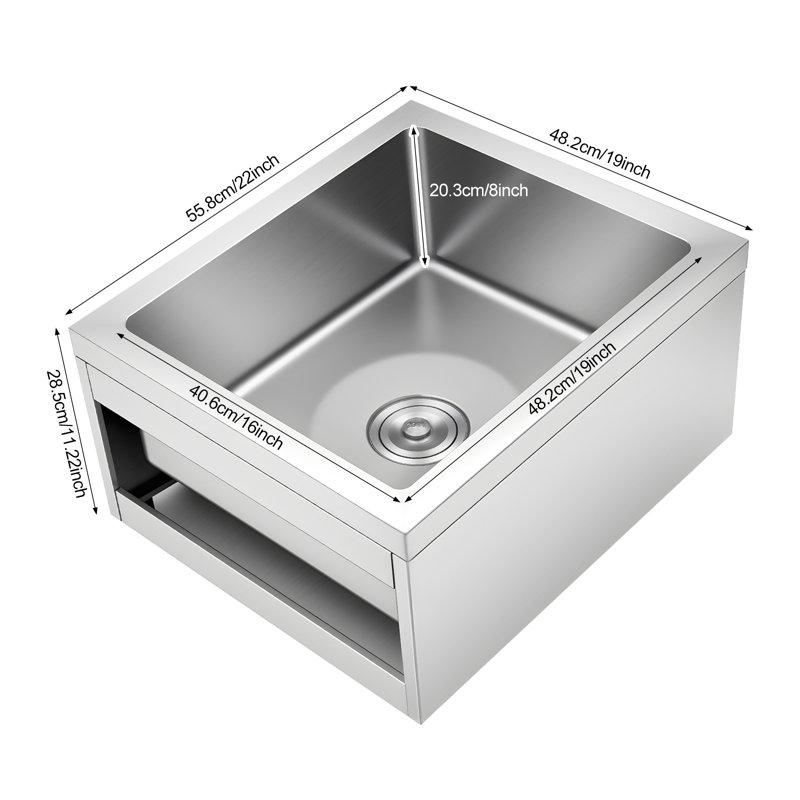 22X19x11.22” Stainless Steel Floor Mop Sink
