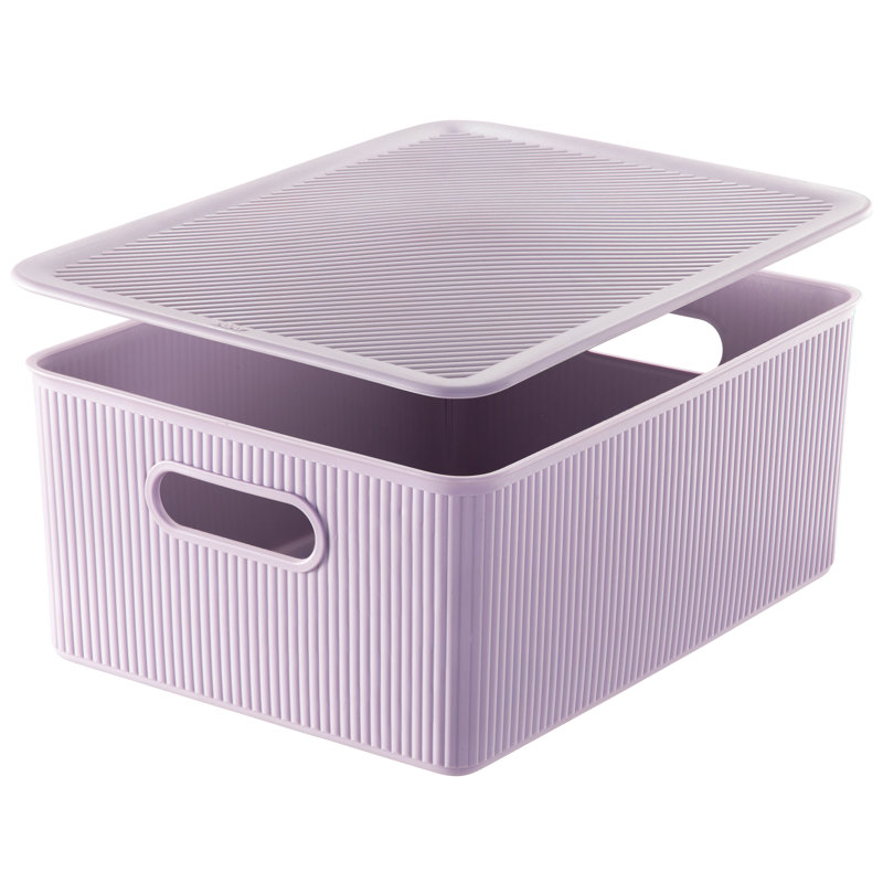 Ensemble de boîtes en plastique nervuré, 1, Lilac