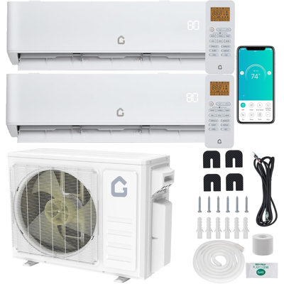 Mini Split Air Conditioner and Heater, 35,000 BTU, SEER2 19, 220V Inverter Energy-Efficient AC with Self-Cleaning, Remote and APP Control, Easy Installation, Cools up to 2500 Sq.Ft, Line Set Not Included