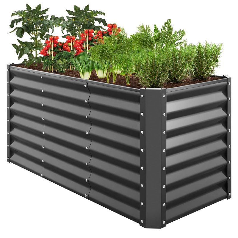 4x2x2 ft Outdoor Metal Raised Garden Bed, Spacious Deep-Root Planter for Veggies, Flowers & Herbs (119 Gallon Capacity), Gray