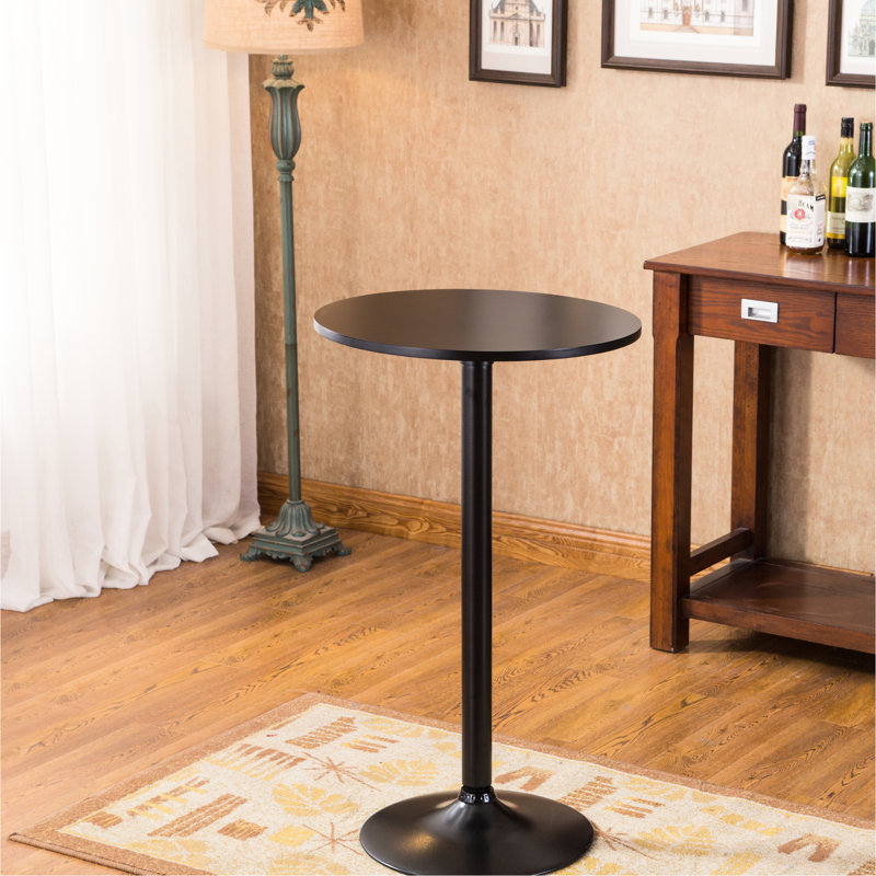 Élégante table de bar en métal noir pour la maison, plateau rond de 24 po, pieds réglables, élégant, 40 espaces