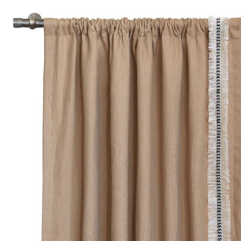 Naya 100% Linen Room Darkening Curtain Single Panel, Left, 96" W x 84" L