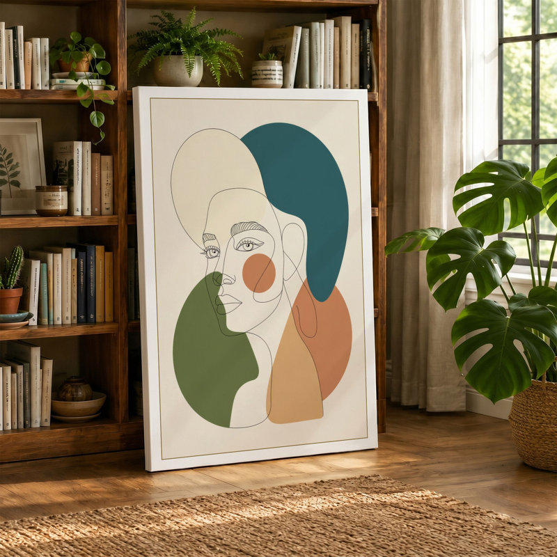Serene Abstraction Modern - Wrapped Canvas, 36x24 - 91.4 x 61.0 cm, Taupe Border