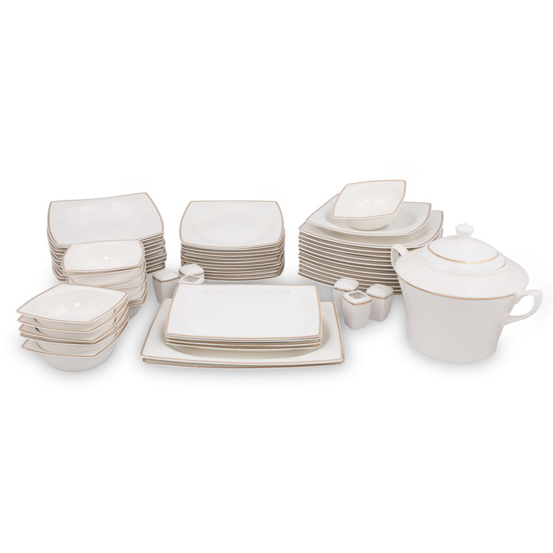 Otwell Piece Porcelain China Dinnerware Set - Service for 12