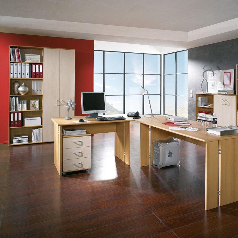Power 2 -Door 5 -Shelf Storage Cabinet, Beech/Birch