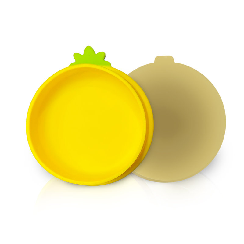 P.t. Petit bol pour animal de compagnie jaune en silicone en forme d'ananas avec base à ventouse