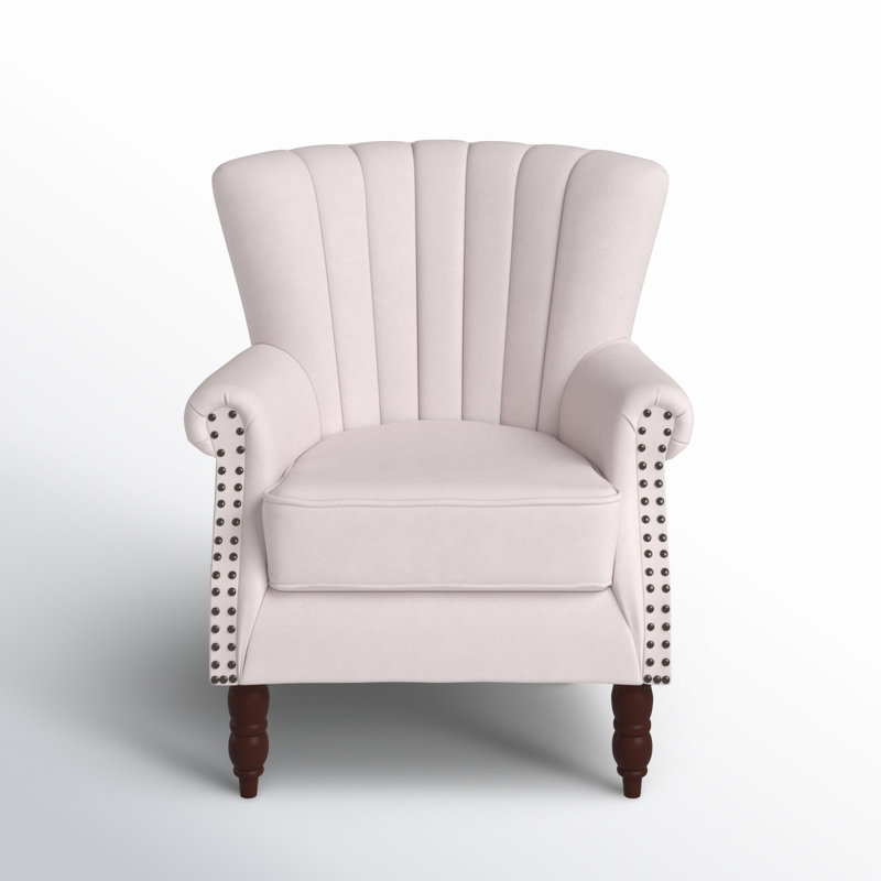 Antwanae 29" Wide Armchair with Wingback, Beige Velvet