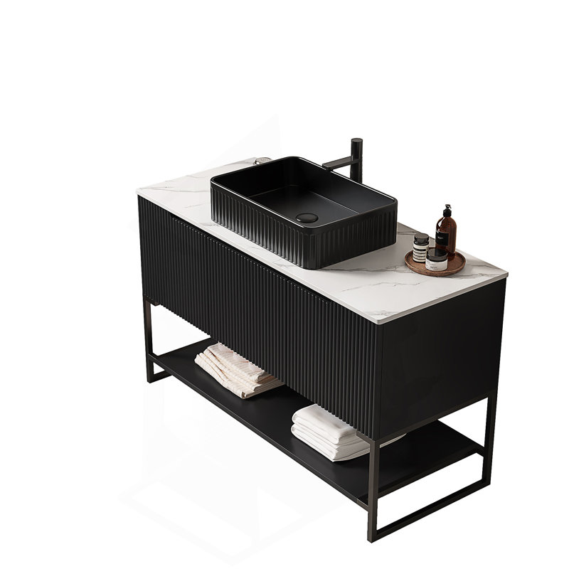 Meuble-lavabo de 48 pouces avec lavabo vasque, style français élégant et beaucoup de rangement pour les salles de bain modernes