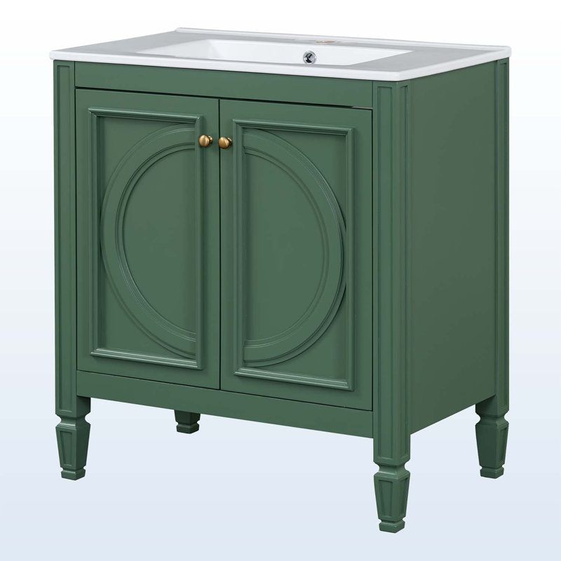 Bathroom Vanity with Sink,Two Doors with Shelf, Green