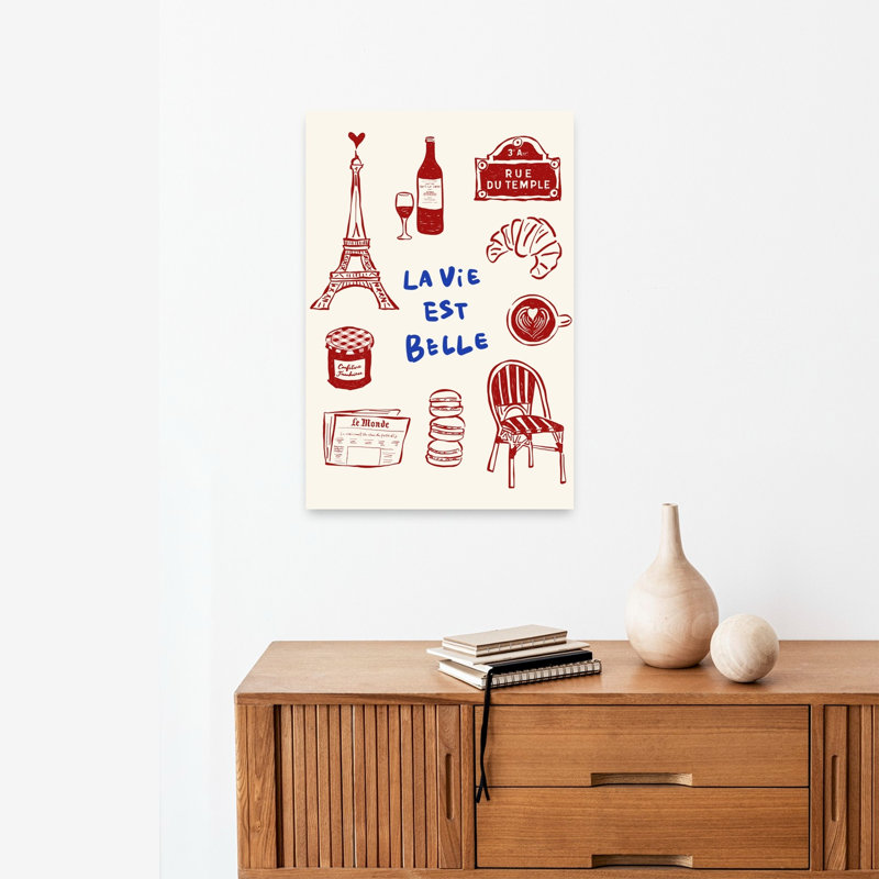 La Vie Est Belle Paris Romantic City Wall Art Print 1 Piece Wrapped Canvas Wall Art, 60.96cm H x 40.64cm W