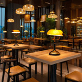 Livia Commercial Grade Traditional Antique Banker Lamp, Amber Glass, Oil Rubbed Bronze Finish