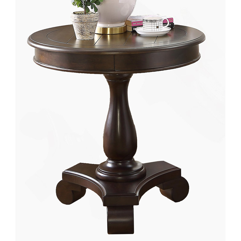 Table d'appoint ronde à piédestal en bois, Espresso