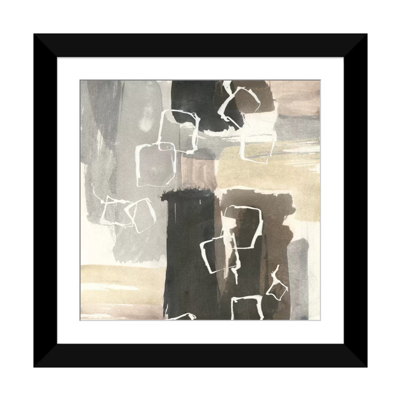 « danse squares i », impression sur toile, Papier avec cadre noir, Blanc, H 16 po x l 16 po x P 1 po