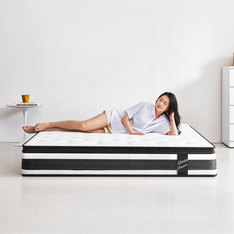 12 Inch  Breathable Cool Cover Memory Foam Individual Pocket Spring Mattress, Extra-long Twin