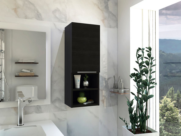 Mila Wall-Mounted Bathroom Medicine Cabinet with Open & Closed Storage
