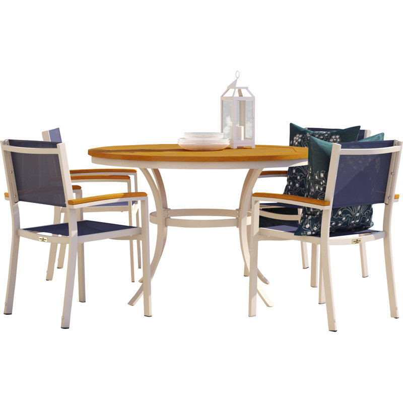 Travira Outdoor 5 - Piece Dining Set, Black, Natural