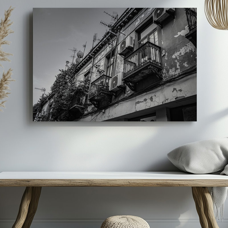 Toile, art mural noir et blanc sur fond noir, H 20 po x l 20 po