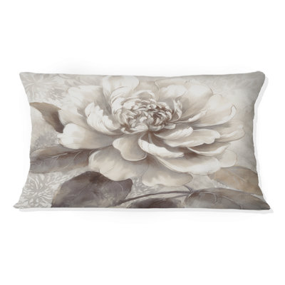 Coussin décoratif imprimé pivoines grises sur branche II