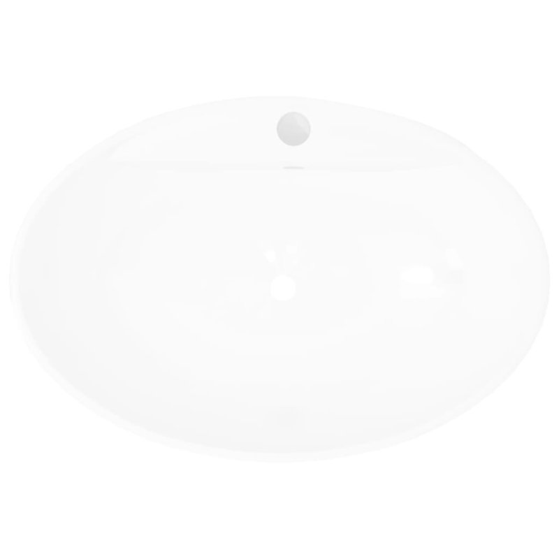 Ebern Designs Branasia 585mm L x 800mm W White Ceramic Oval Sink with Overflow
