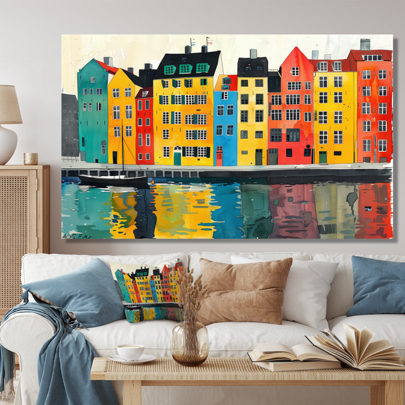 Breaux - Copenhagen Wall Art Living Room, Toile tendue, 16" H x 32" W