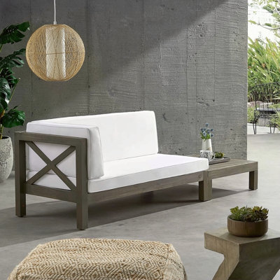 BANC D'ANGLE EN X AVEC TABLE BASSE