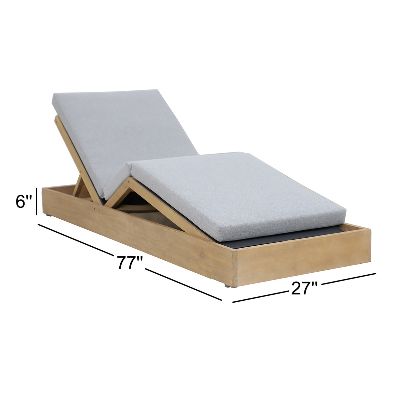 Adriatic 27'' Outdoor Acacia Chaise Lounge, Gray