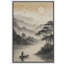 «Serene Mountain River with Boatman and Rising Sun», reproduction d'art sur toile encadrée-120783791-120783785