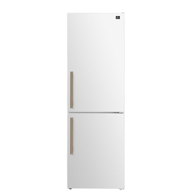 Custodia 24" Bottom Freezer, 10.3 cf., Right Swing, Total No frost, White, Antique Brass handles