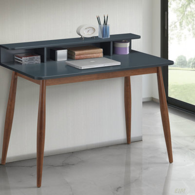 Roskilde Mid-Century Modern Wood Writing Desk With Hutch
