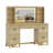  60" Fluted Makeup Vanity Desk With 32" Big Lighted Mirror, Wood Bedroom Vanity With Lights & Glass Top, Charging Station,natural-773239159