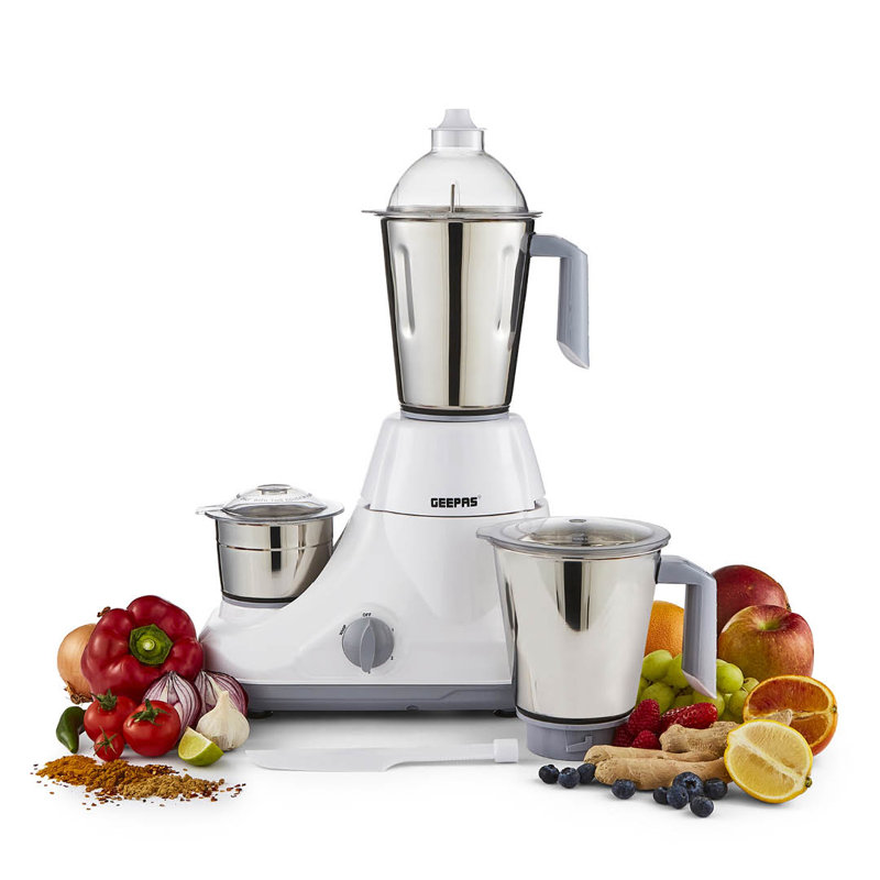 GEEPAS 750W 3-in-1 Mixer Grinder | Stainless Steel Jars & Blades | 3 Speed Control, Perfect for Chutney, Dry & Wet Fine Grinding Mixing | Overload Protection | Powerful Motor | 2 Year Warranty, Red