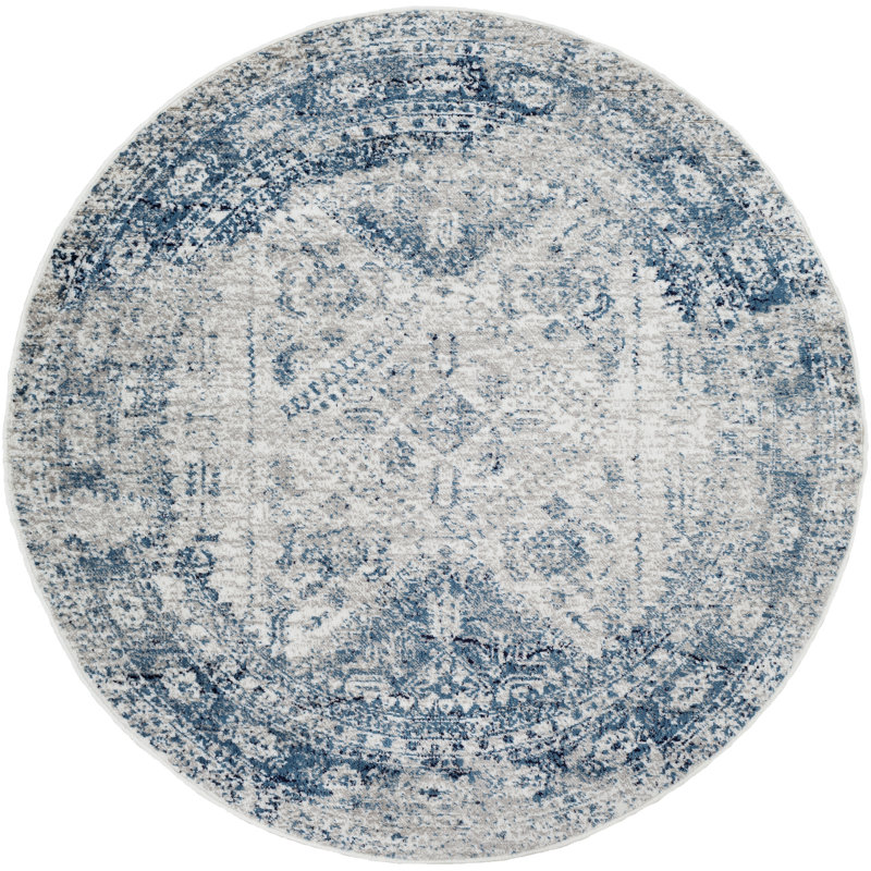 Tapis oriental Fitz, Sky Blue, Rond 5 pi 3 po