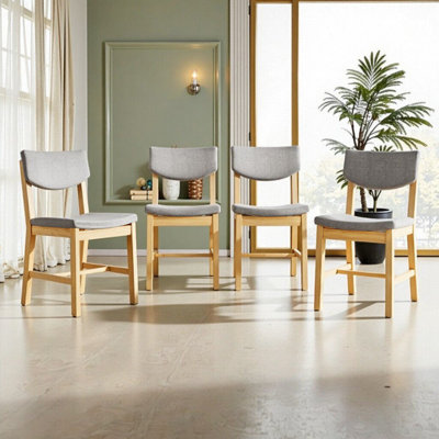 Chaises de salle à manger 4 pièces en bois massif avec coussins rembourrés pour la cuisine et la salle à manger